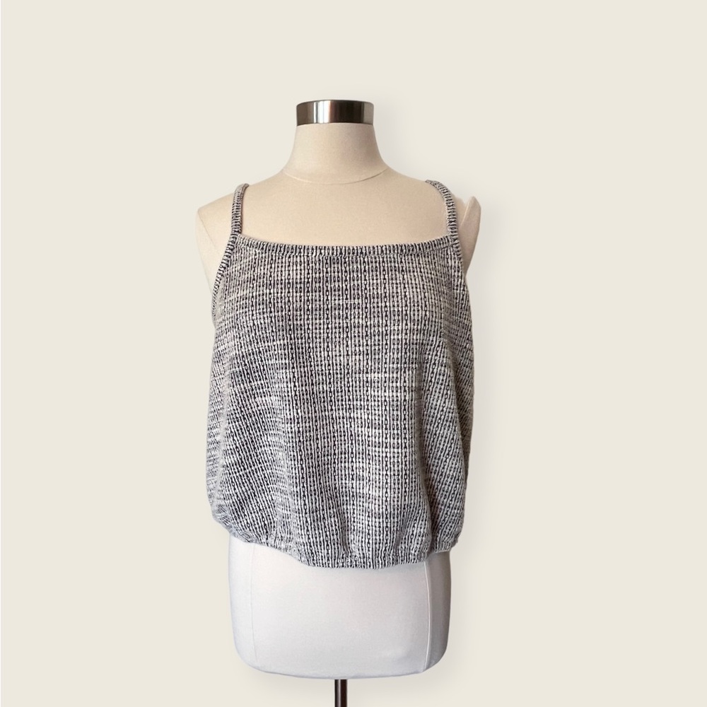 LOFT Women’s Navy & Cream Textured Tank Top with Elastic Waist- Size L
